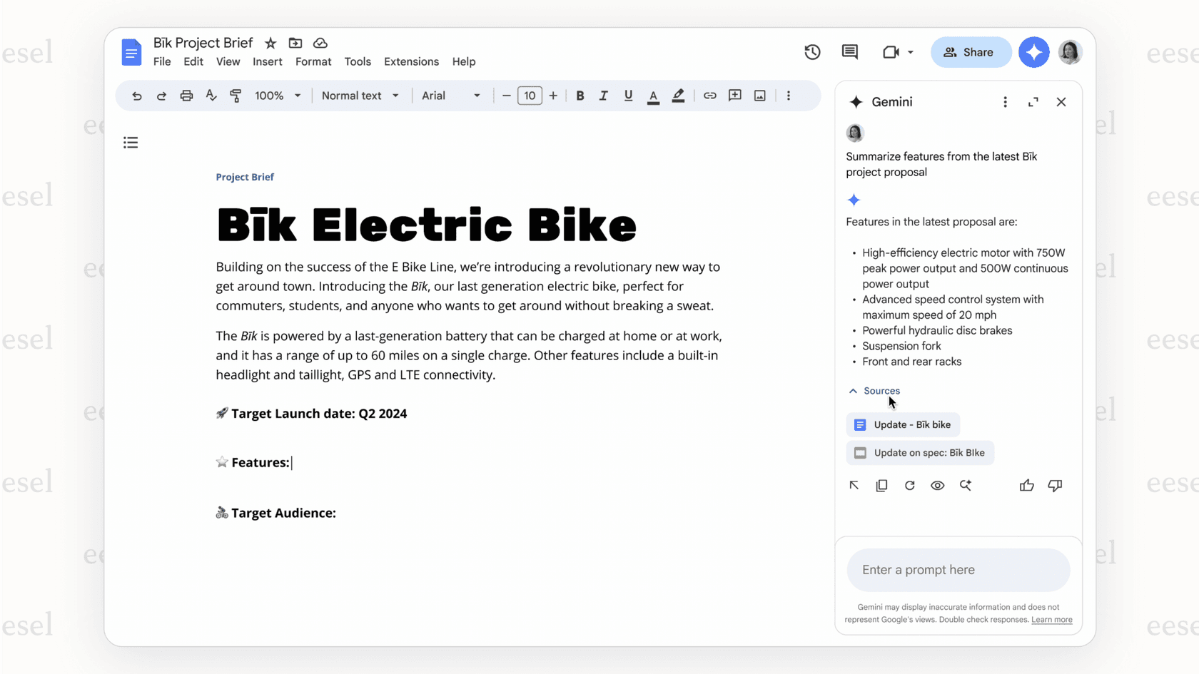 A screenshot of a long document being summarized into key points by the native Google Drive AI feature.