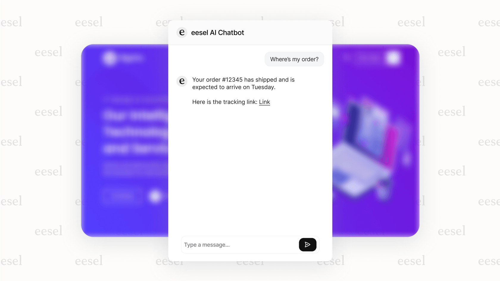 Un agente de IA de eesel integrado con BigCommerce AI manejando una consulta de soporte.