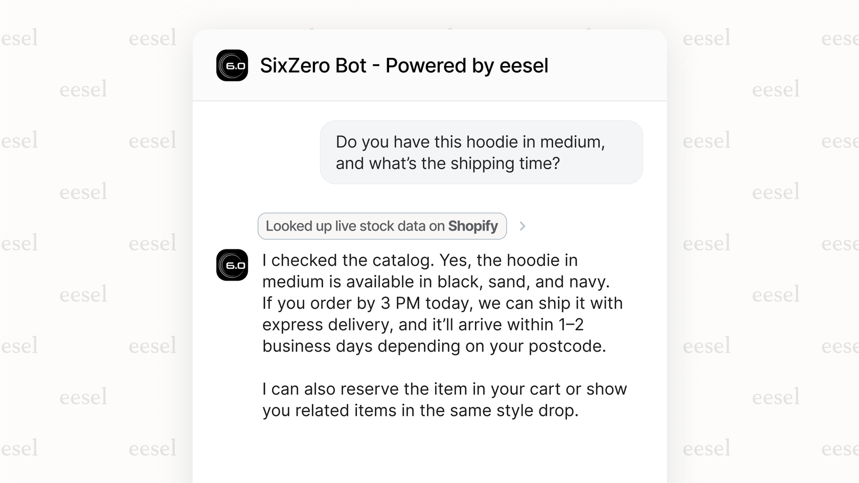 An example of an AI-powered response within Help Scout, demonstrating how the system can take action to resolve a customer's request as part of Help Scout AI workflows for email-to-chat deflection.