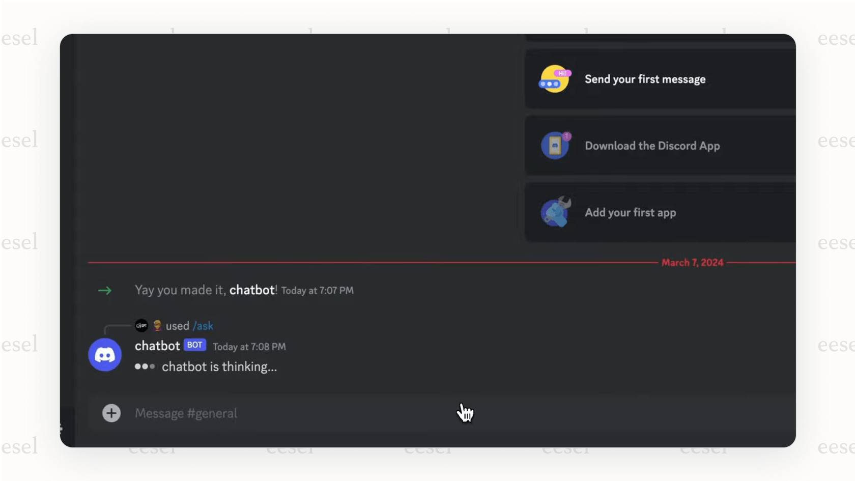 An example of the YourGPT Discord AI chatbot answering a general trivia question inside a Discord channel, showing it is not for business support.
