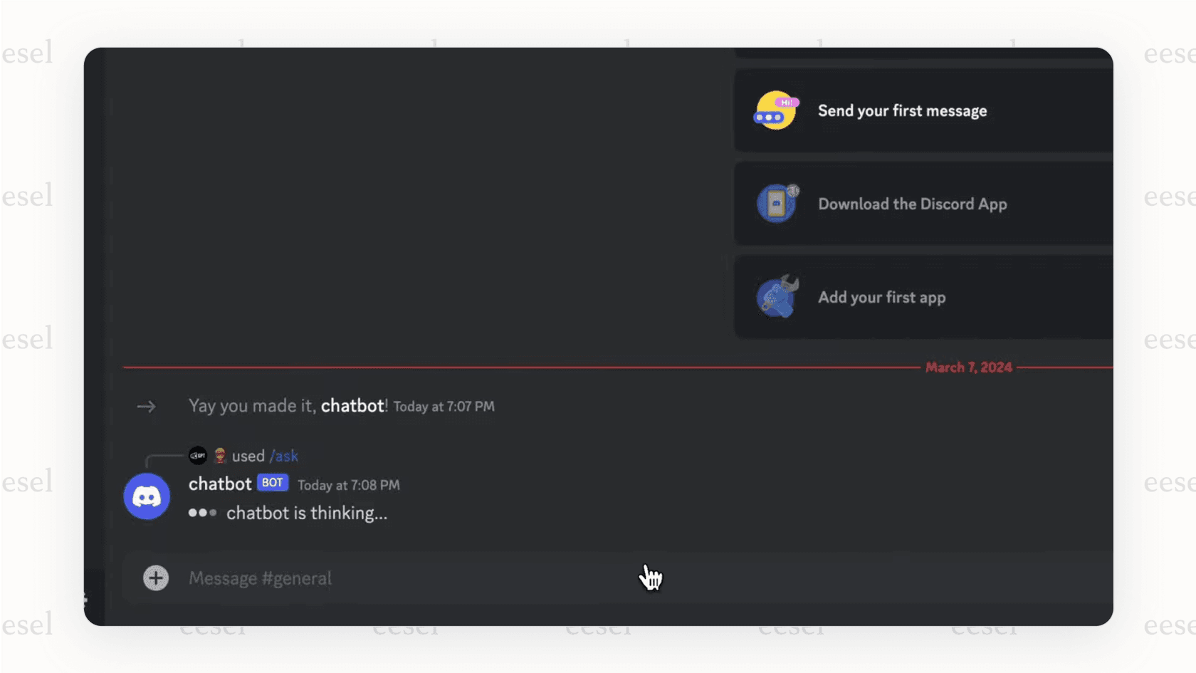 An example of the YourGPT Discord AI chatbot answering a general trivia question inside a Discord channel, showing it is not for business support.