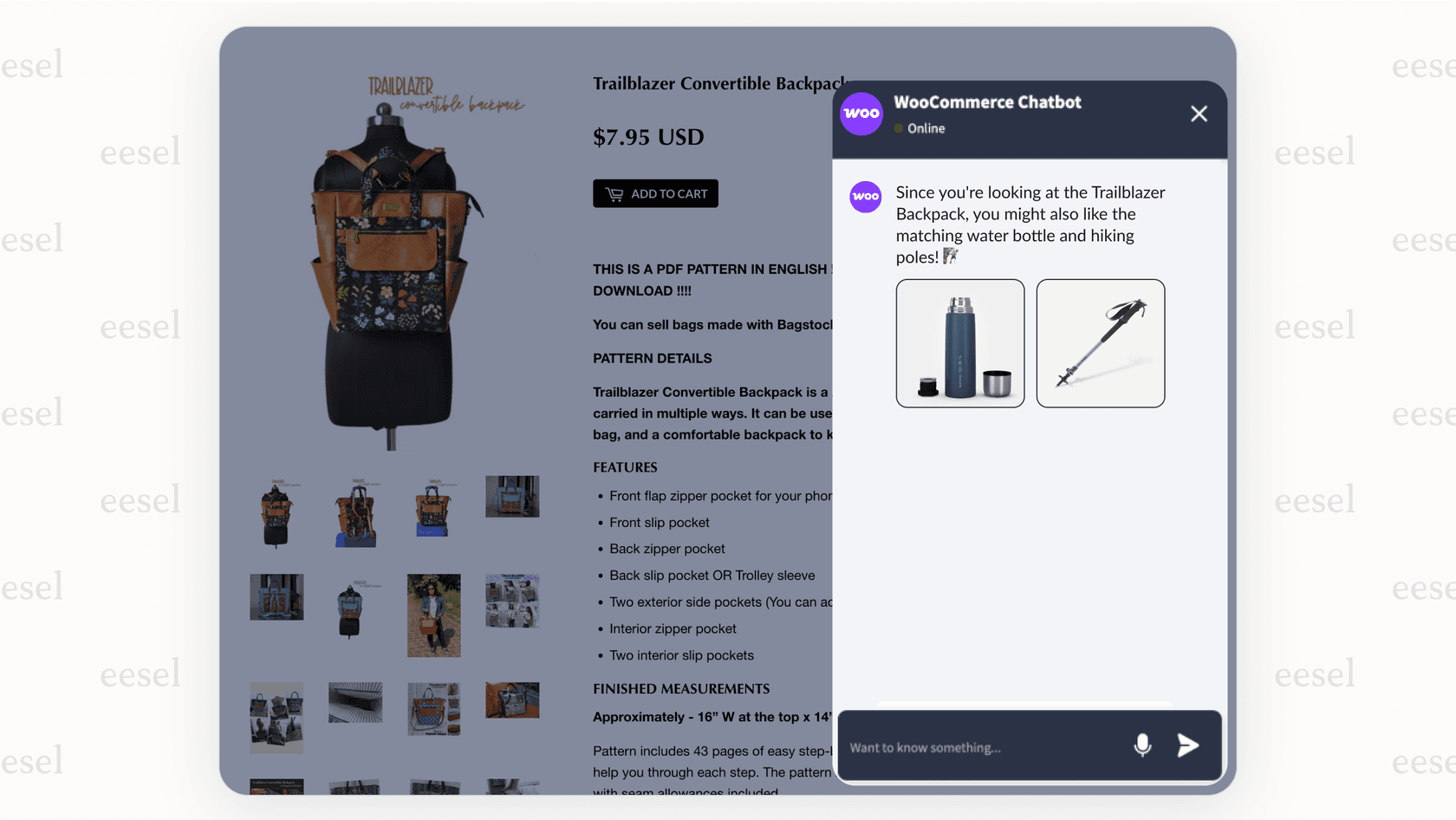 Screenshot showing a WooCommerce AI suggesting relevant products to a customer, helping to increase average order value through personalization.