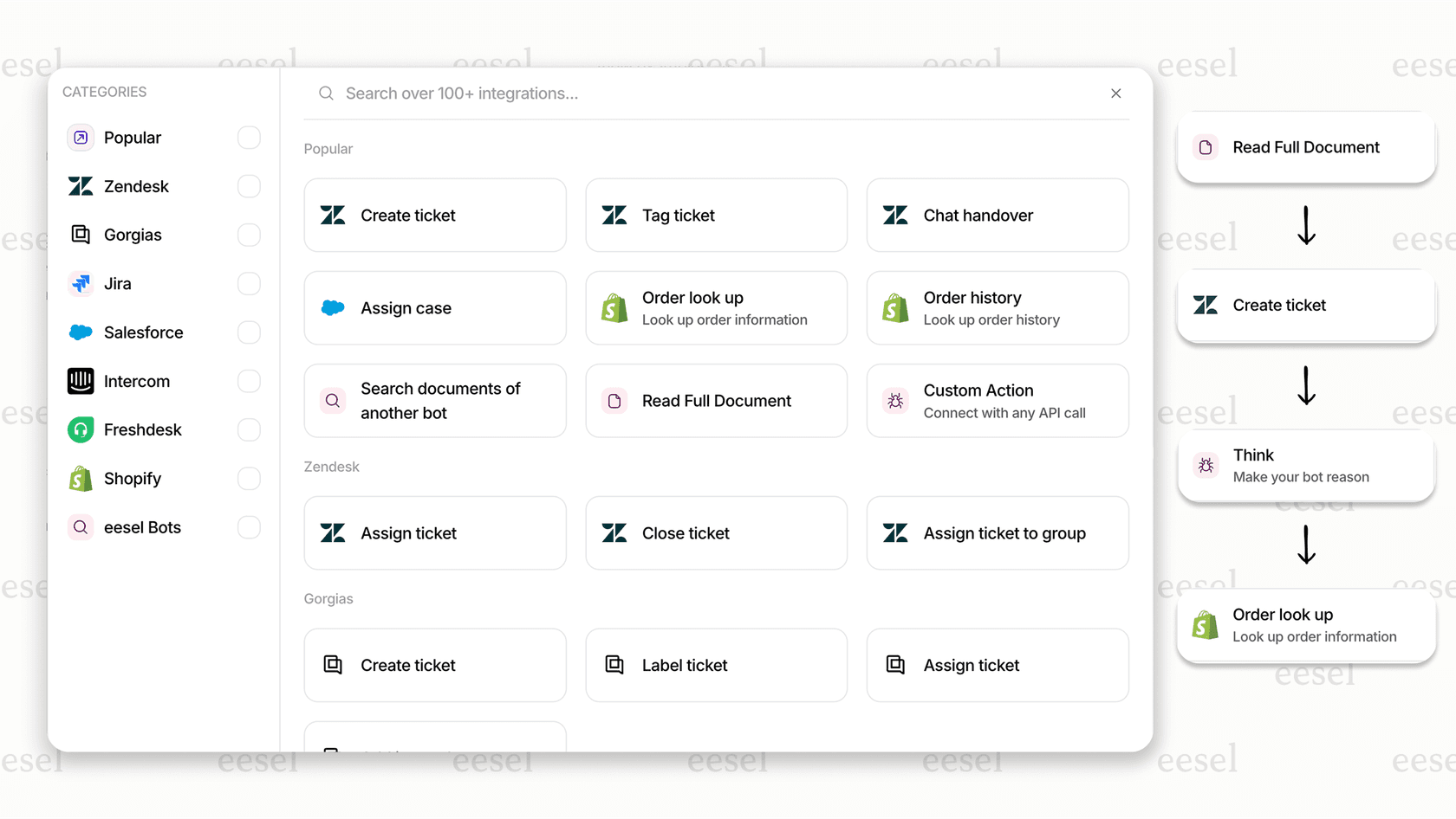 A screenshot showing the creation of a custom automation in eesel AI, a feature that goes beyond the capabilities of the standard HubSpot AI Chatbot.