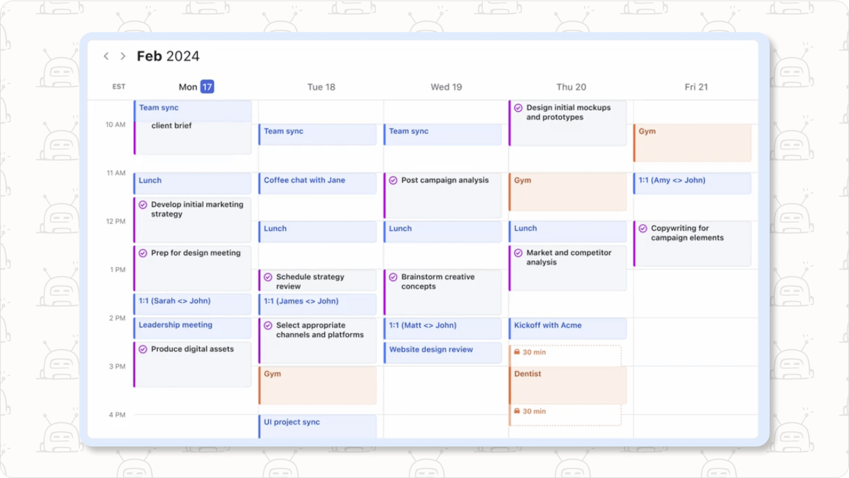 Motion interface with AI-powered calendar scheduling and task management.