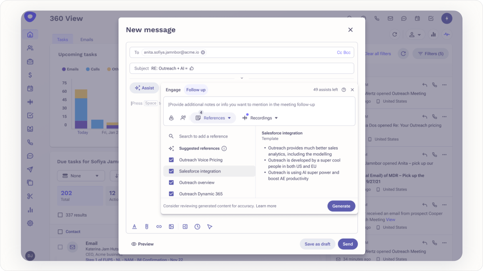 Agente de IA redigindo e-mails.