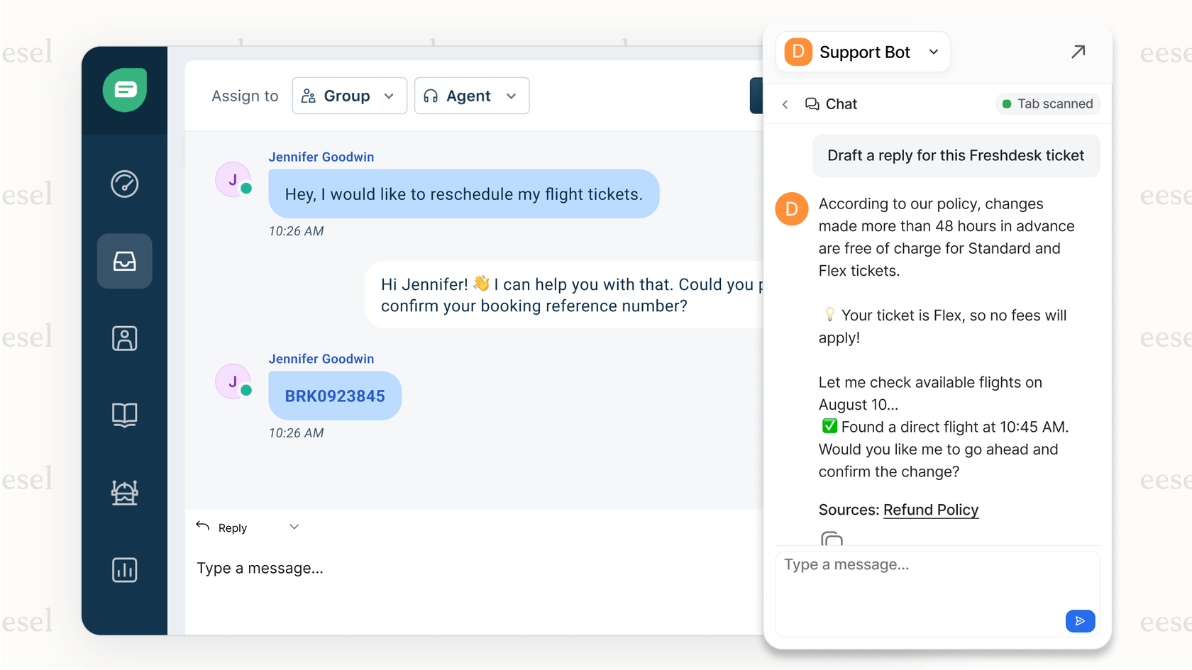 eesel AI Copilot providing a better alternative to monday.com AI for support teams.
