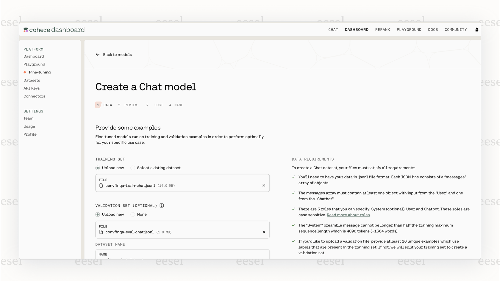 Cohere Command R+ Dashboard für RAG.