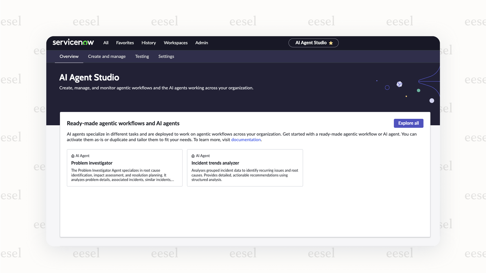 A screenshot of the ServiceNow GPT bot interface, showing how users can build and manage their AI assistant within the platform.