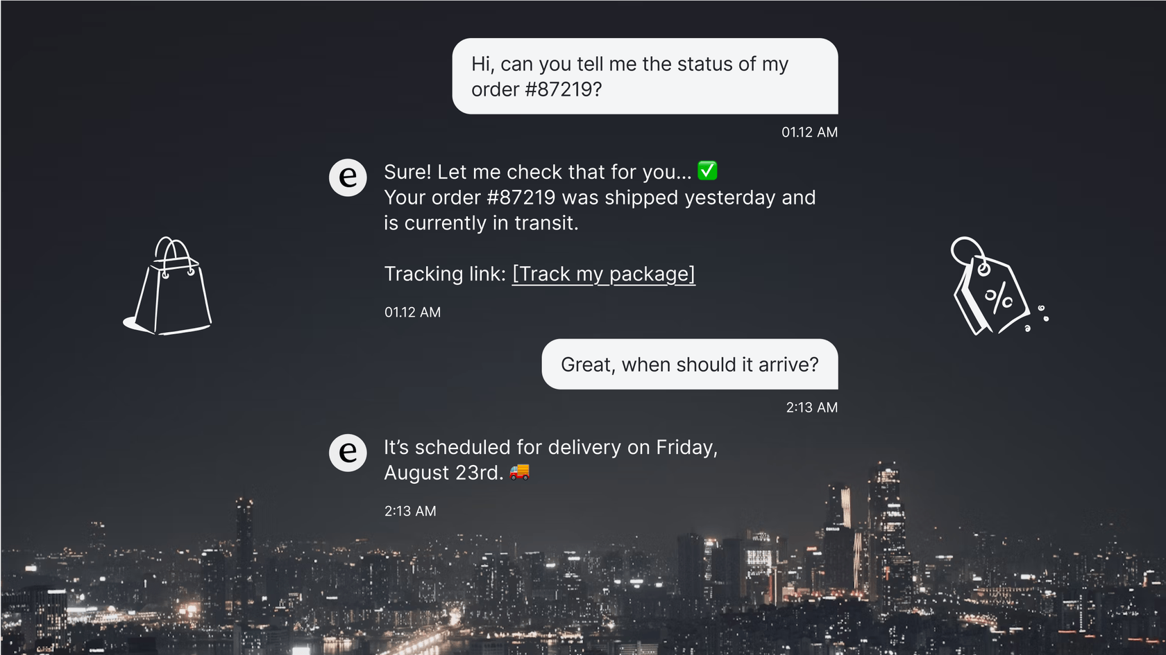 A customer gets instant help from an AI assistant for business.