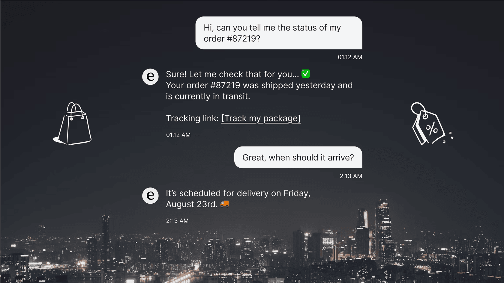 A customer gets instant help from an AI assistant for business.