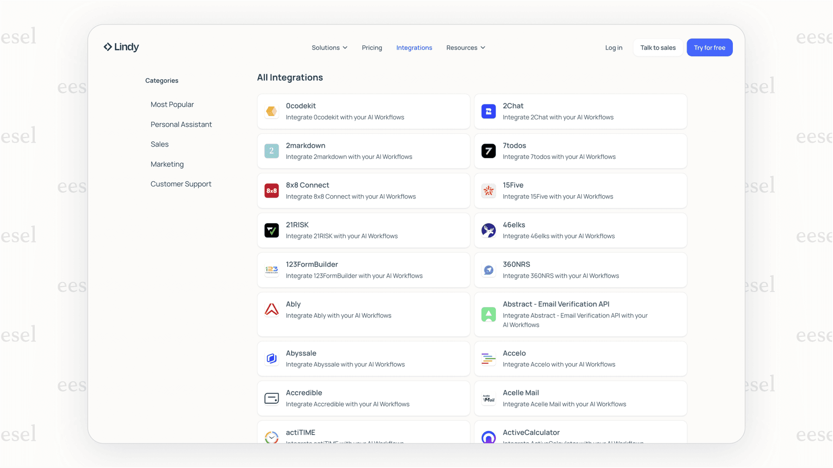 A screenshot of Lindy