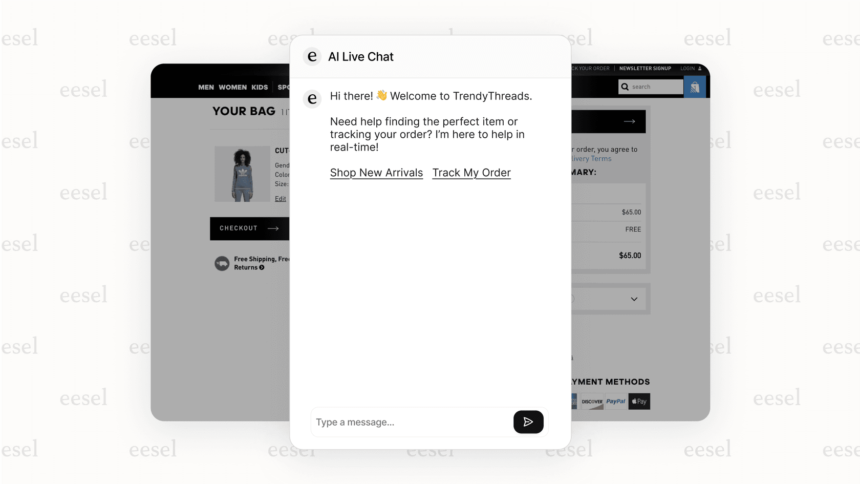 Example of a website using live chat software to engage with customers in real-time.