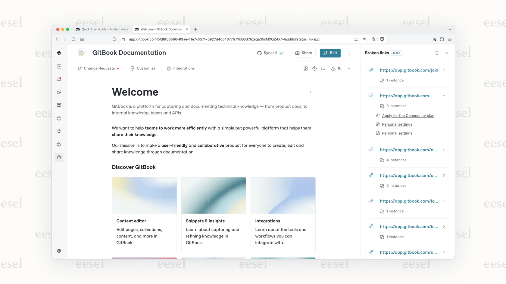 Ein Beispiel für eine öffentlich zugängliche Dokumentationswebsite, die mit GitBook erstellt wurde und in dieser GitBook-Bewertung besprochen wird.