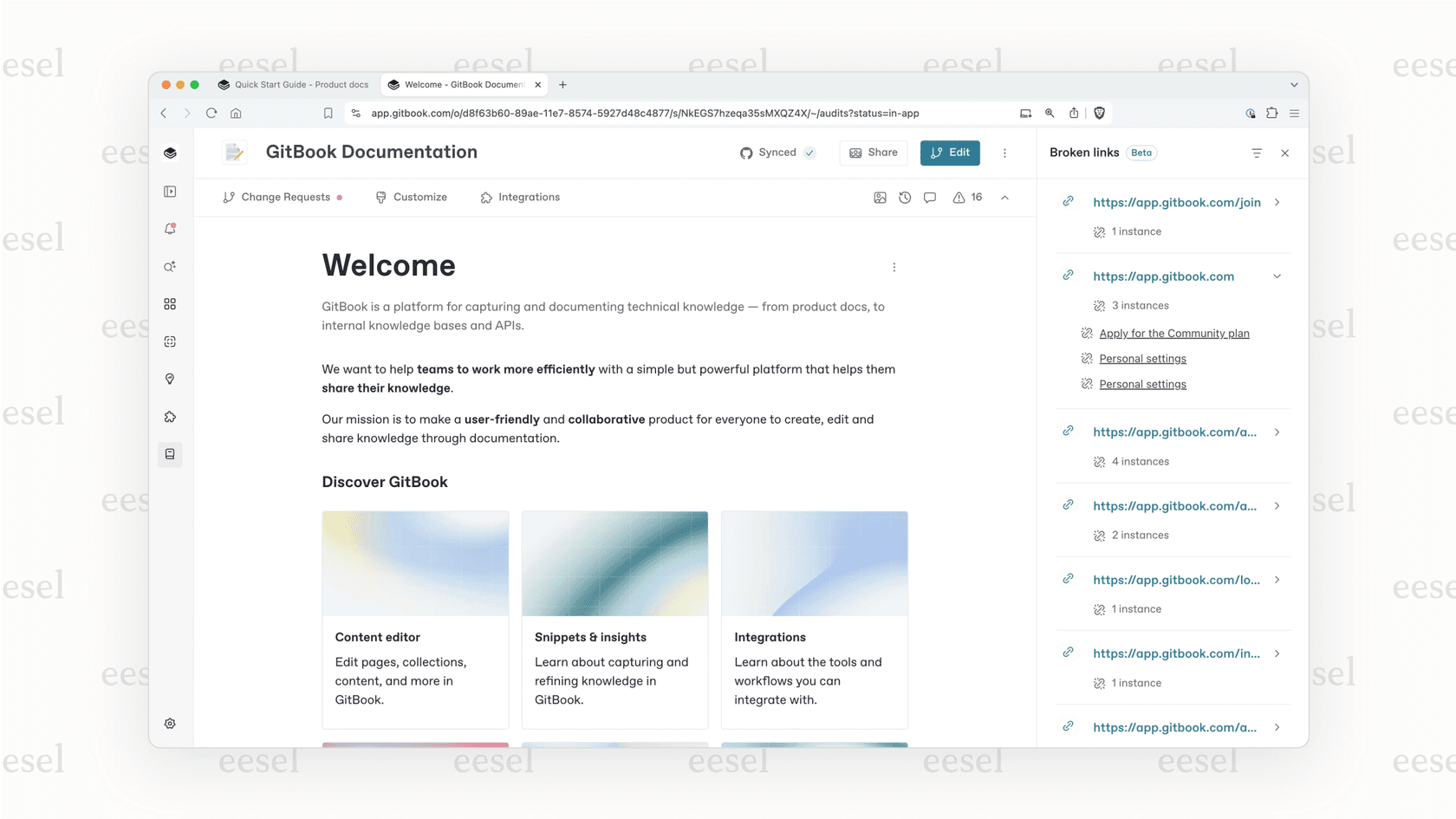 GitBookで構築された公開向けドキュメントサイトの例。このGitBookレビューで議論されています。