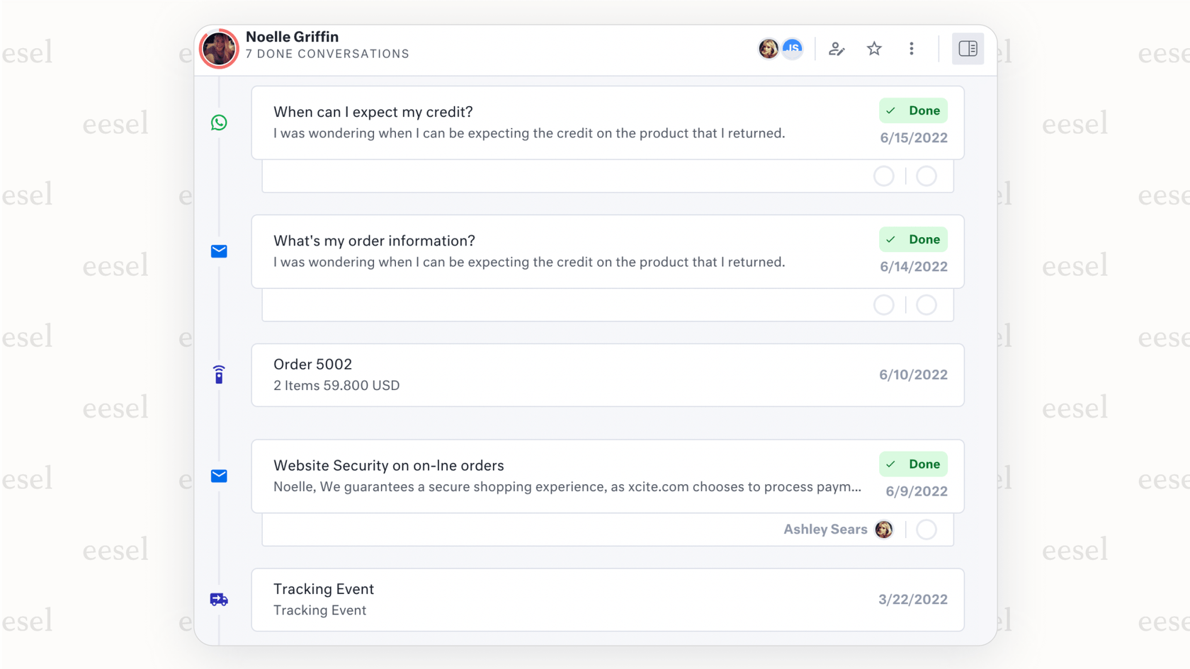 A screenshot of the Kustomer platform