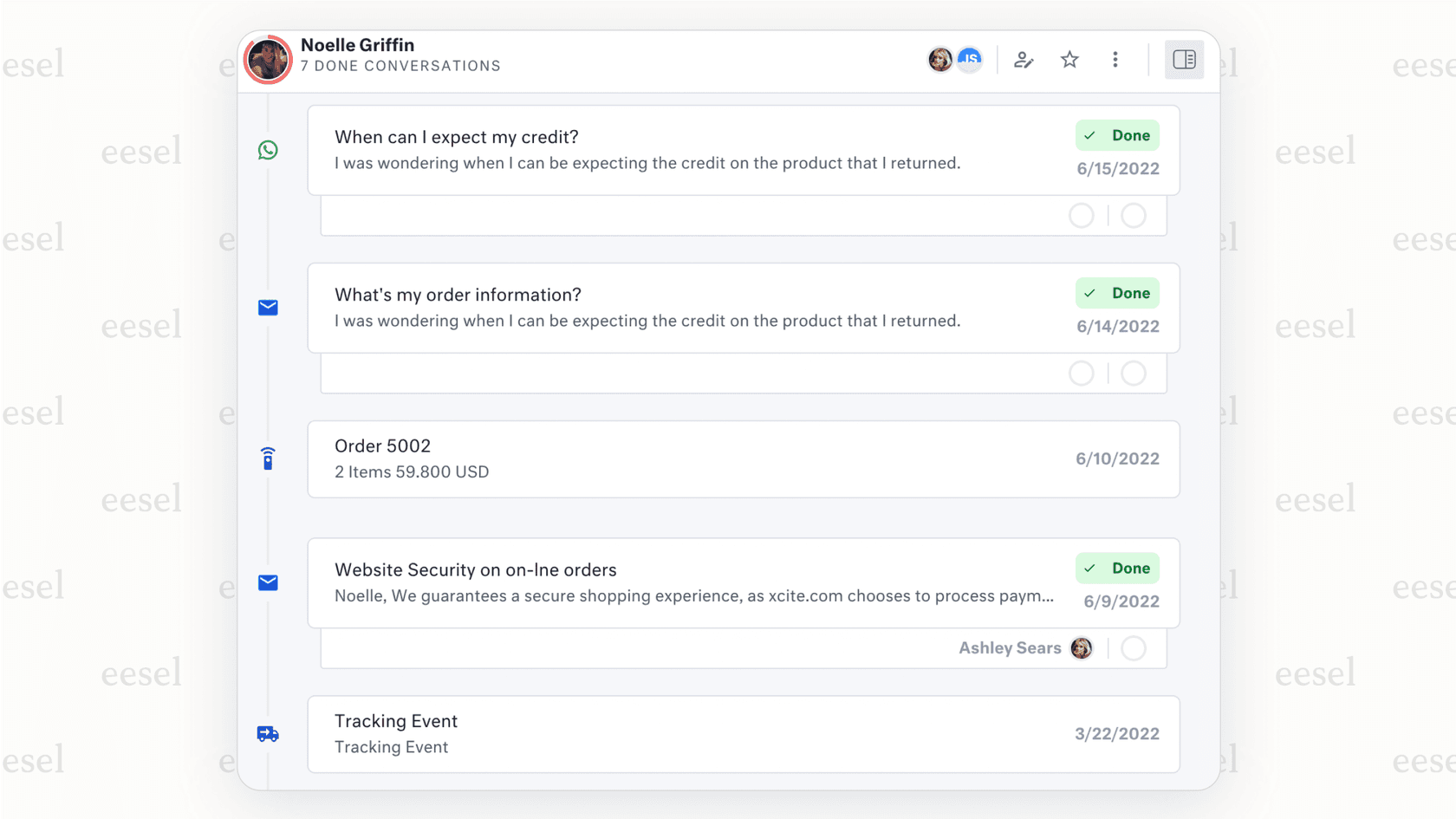 A screenshot of the Kustomer platform
