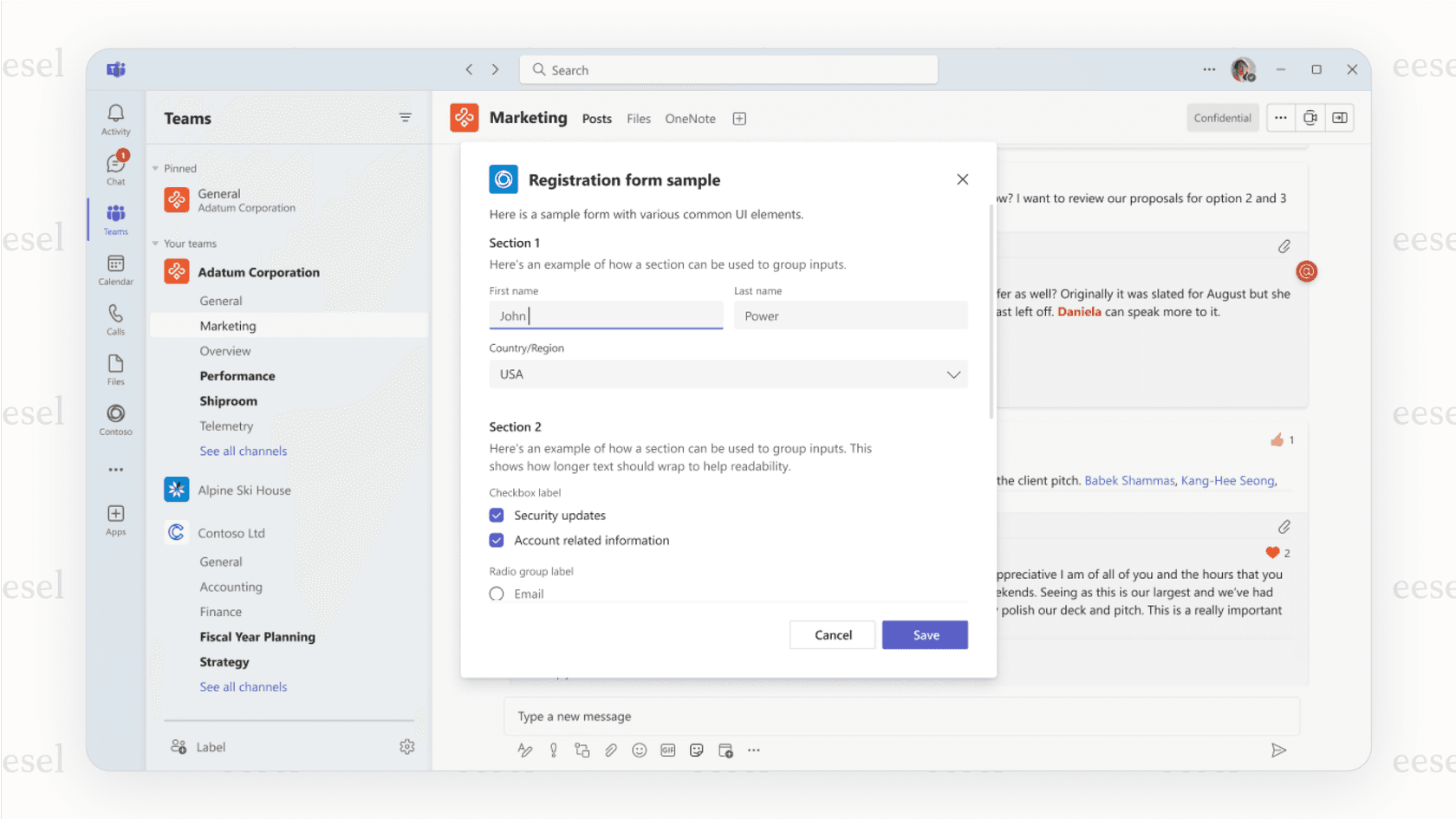 The primary user interface of the app, as detailed in this microsoft teams review, showing key navigation elements like channels and chat.