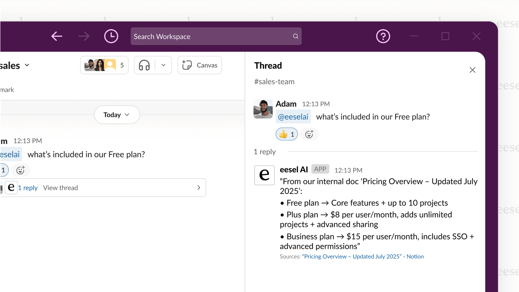 A screenshot of eesel AI