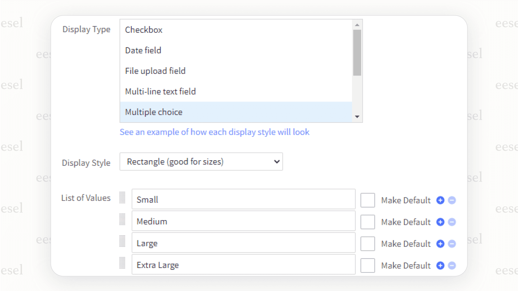 A screenshot of the extensive product variant options available in BigCommerce, a key feature in this bigcommerce review.