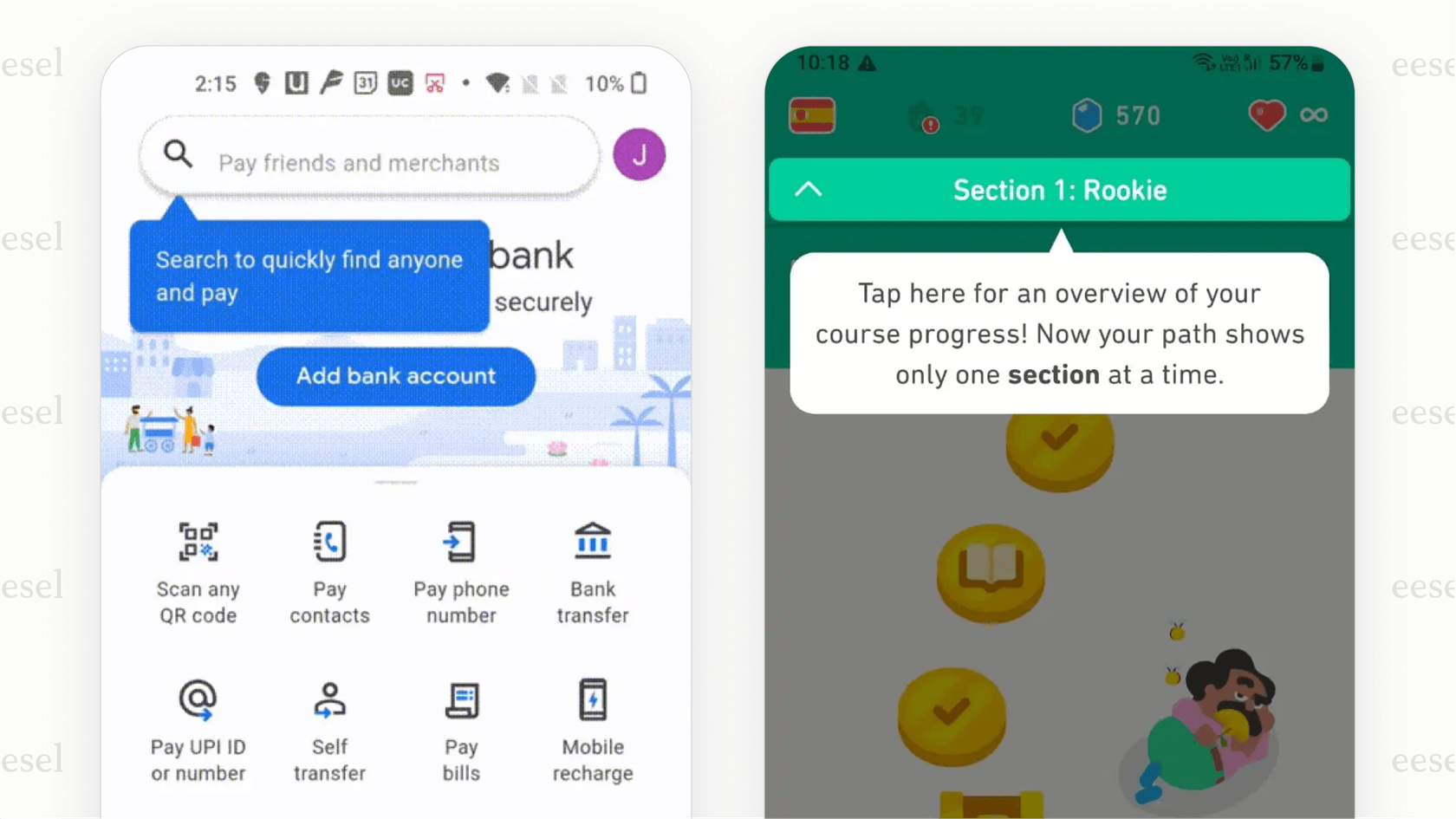 Example of proactive mobile app support showing a tooltip that explains a new feature to the user before they have to ask.