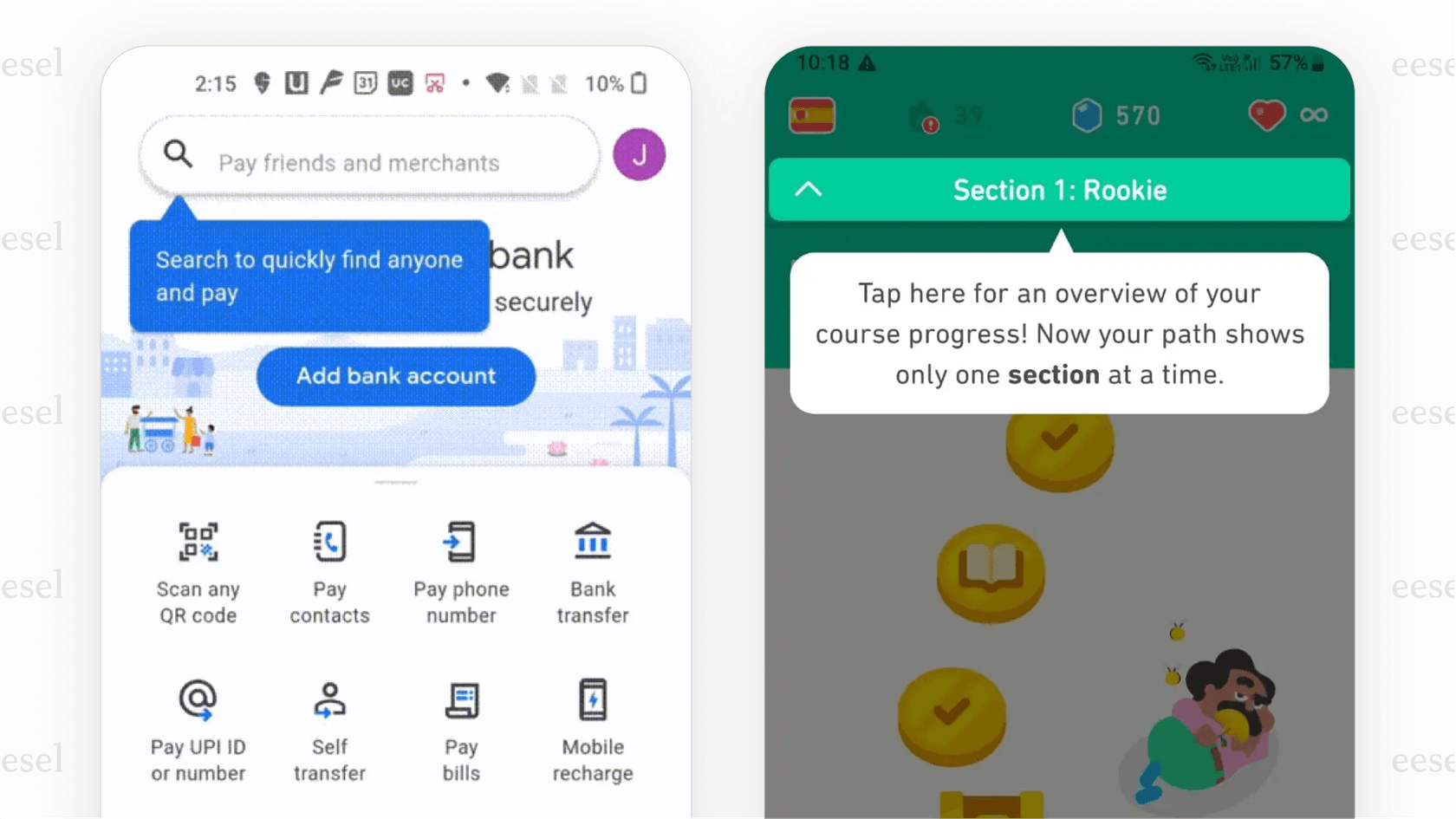 Example of proactive mobile app support showing a tooltip that explains a new feature to the user before they have to ask.