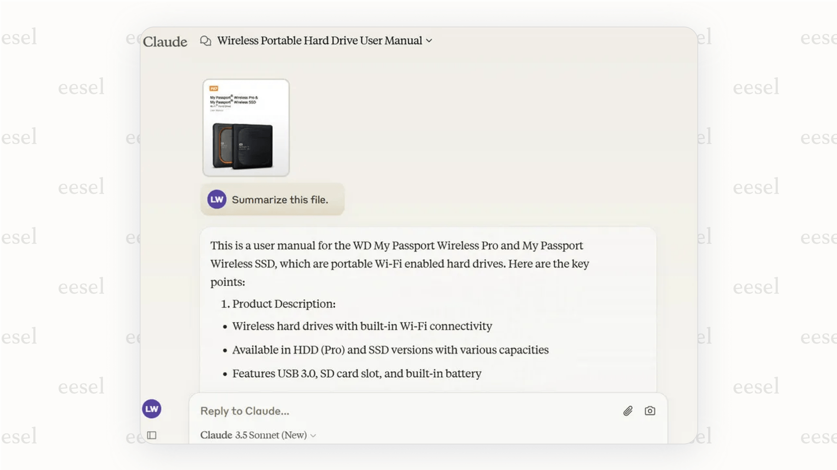 A screenshot of Claude's interface showing its ability to handle large documents, a key feature in the Gemini vs Claude comparison.