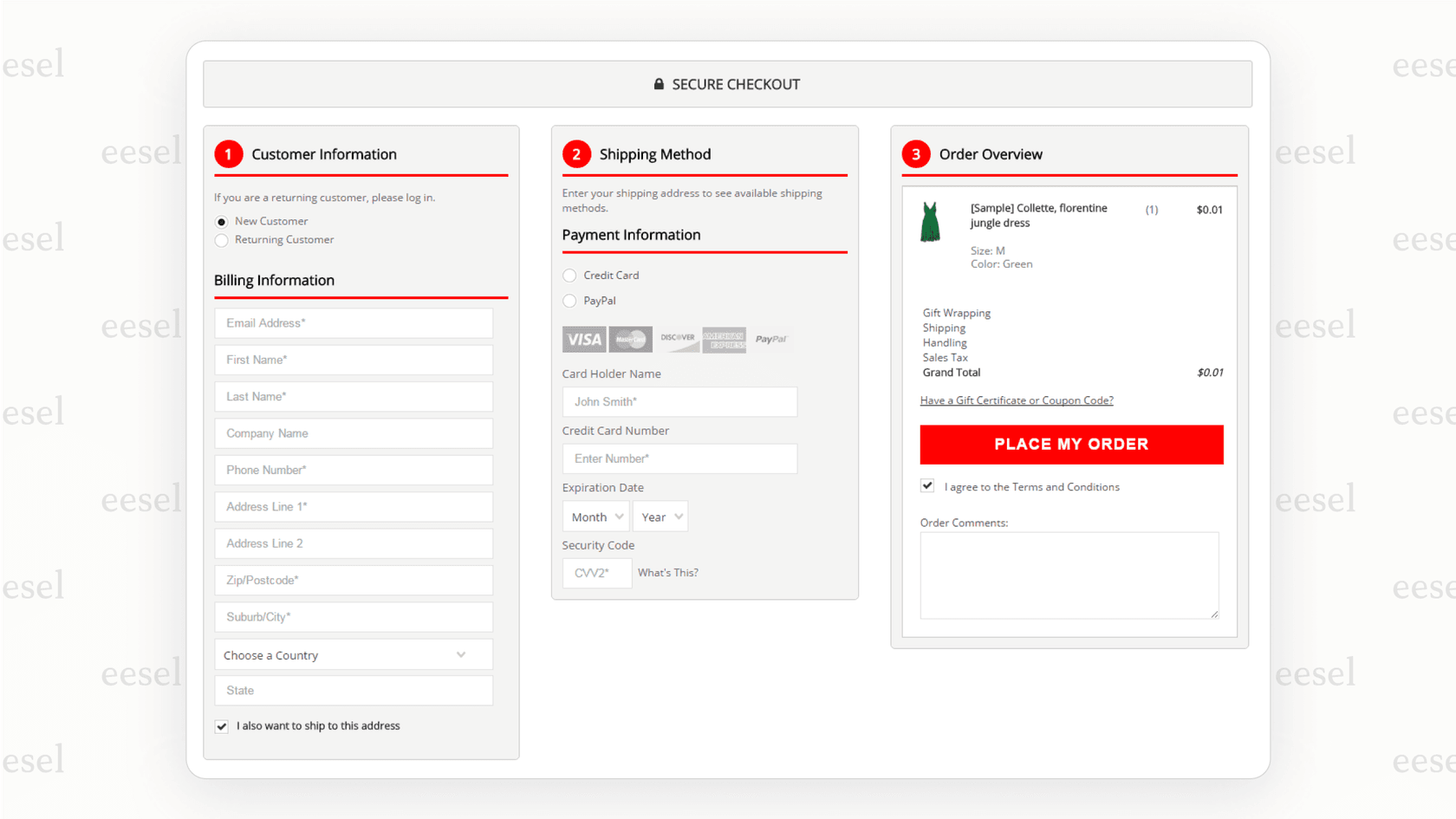Screenshot showcasing the user-friendly single-page checkout in BigCommerce, a key feature in the BigCommerce vs. Magento analysis.
