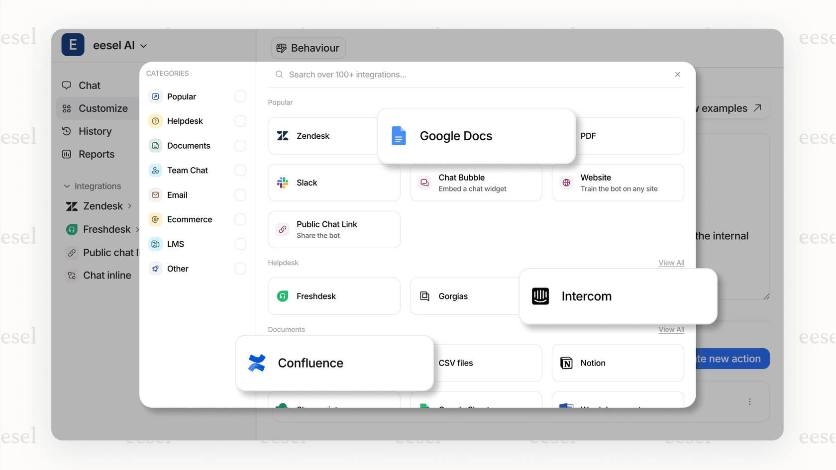 A screenshot of the integrations gallery showing how a Digital assistant connects with various business tools.