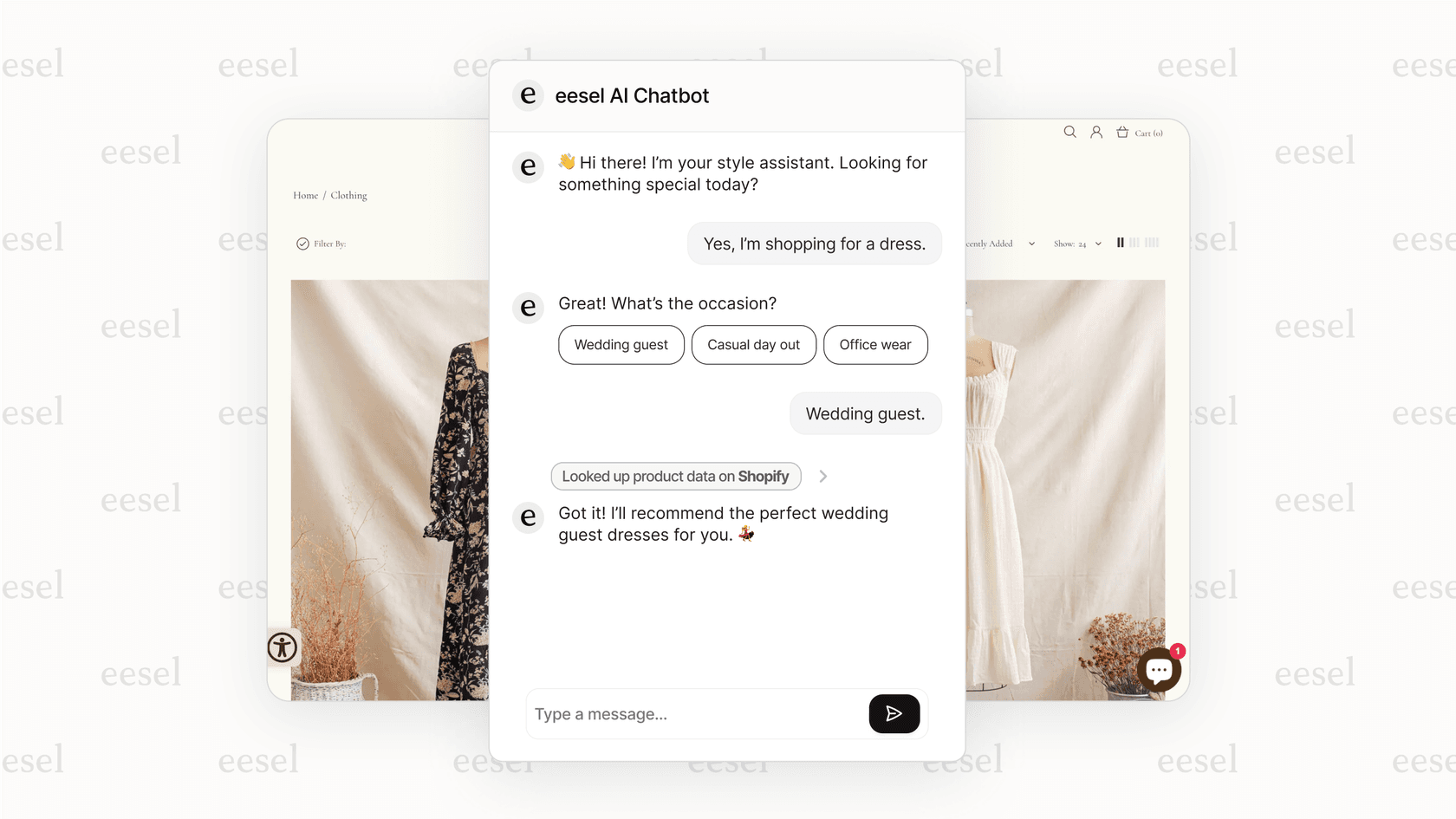 A screenshot showing how eesel AI tools for marketing can engage website visitors with an AI chatbot that provides instant, accurate answers.