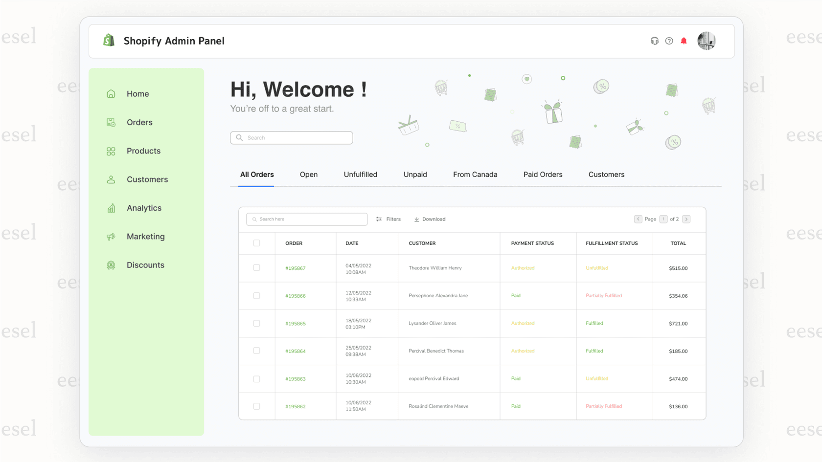A screenshot of the user-friendly Shopify admin dashboard, highlighting why it