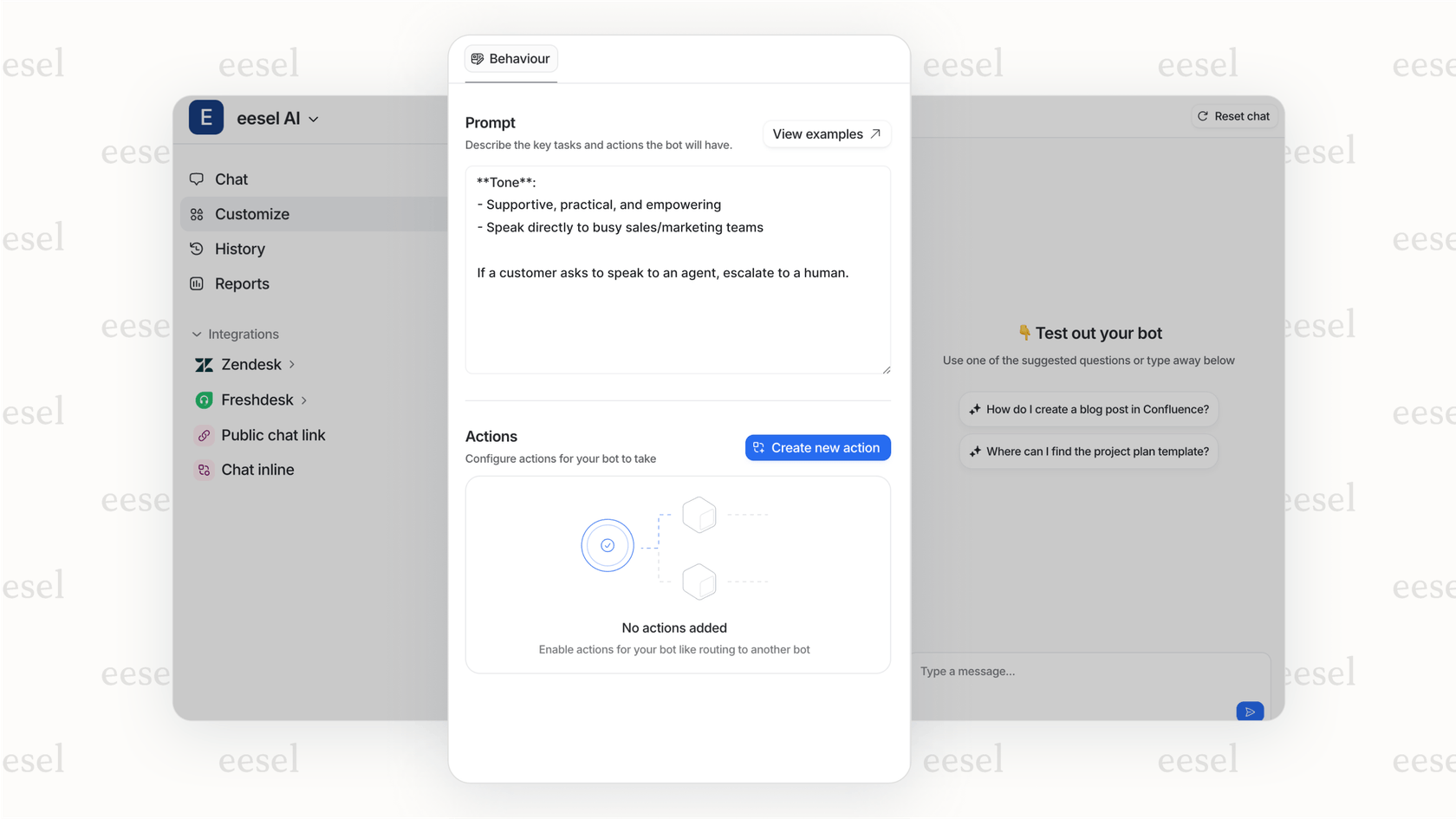 キーワードに基づいて顧客主導のAIエスカレーショントリガーを設定するための使いやすいインターフェース