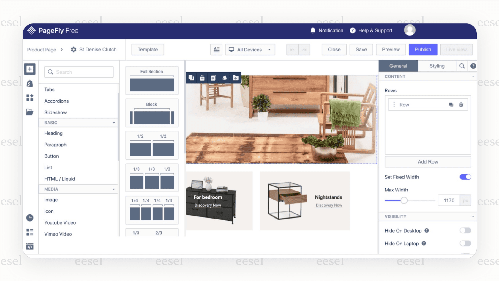 A screenshot showing the user-friendly interface of the Shopify editor, one of the most popular WooCommerce alternatives for building a store.