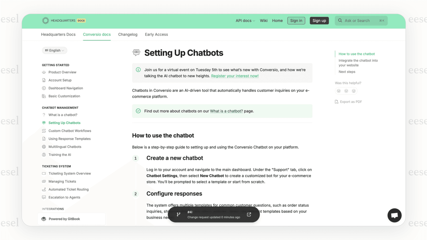GitBookエディタのスクリーンショット。ユーザーフレンドリーなインターフェースとMarkdownサポートを強調した詳細なGitBookレビューの一部。