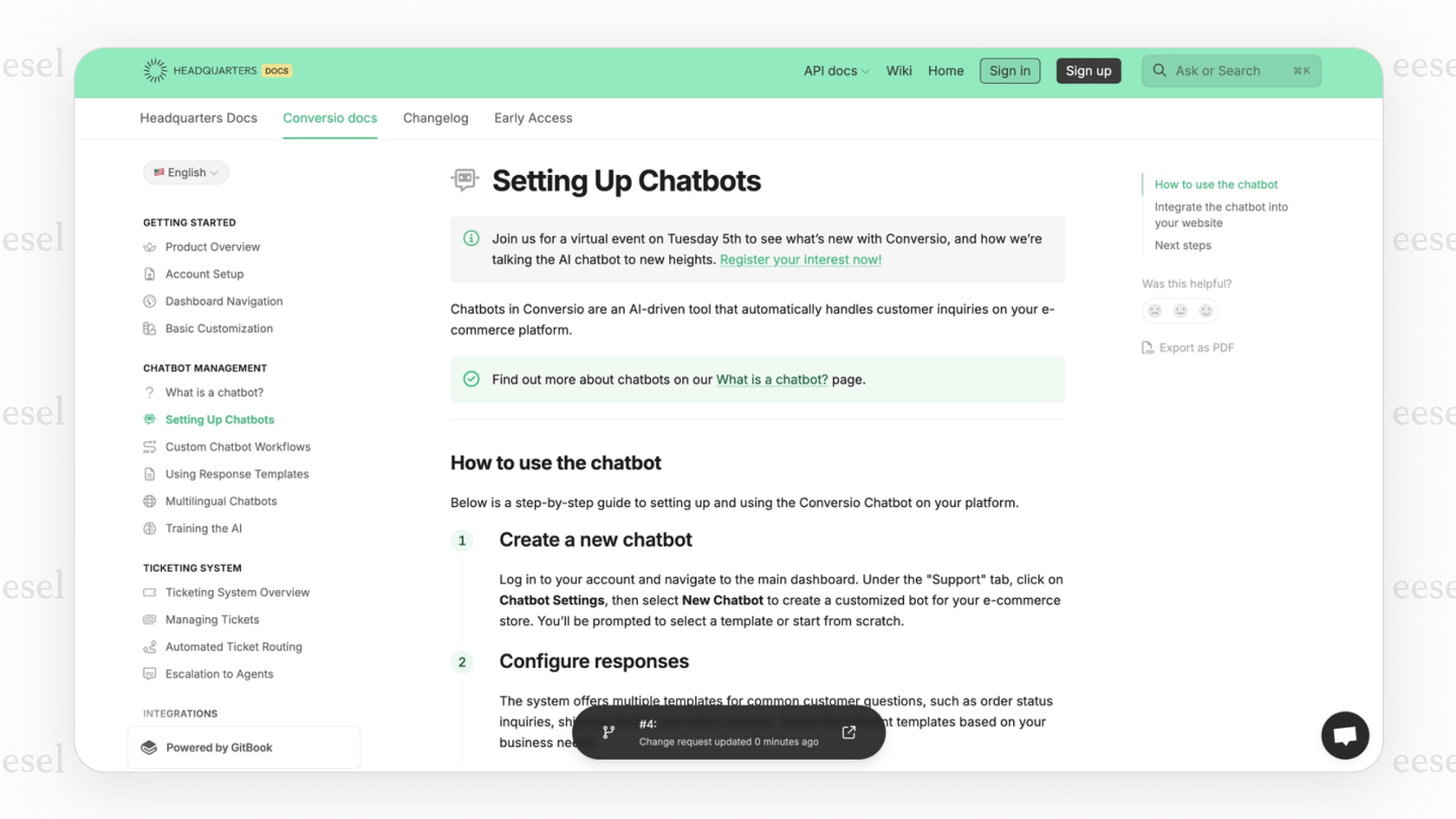 A screenshot of the GitBook editor, demonstrating the block-based system which is a key feature included in the GitBook pricing.