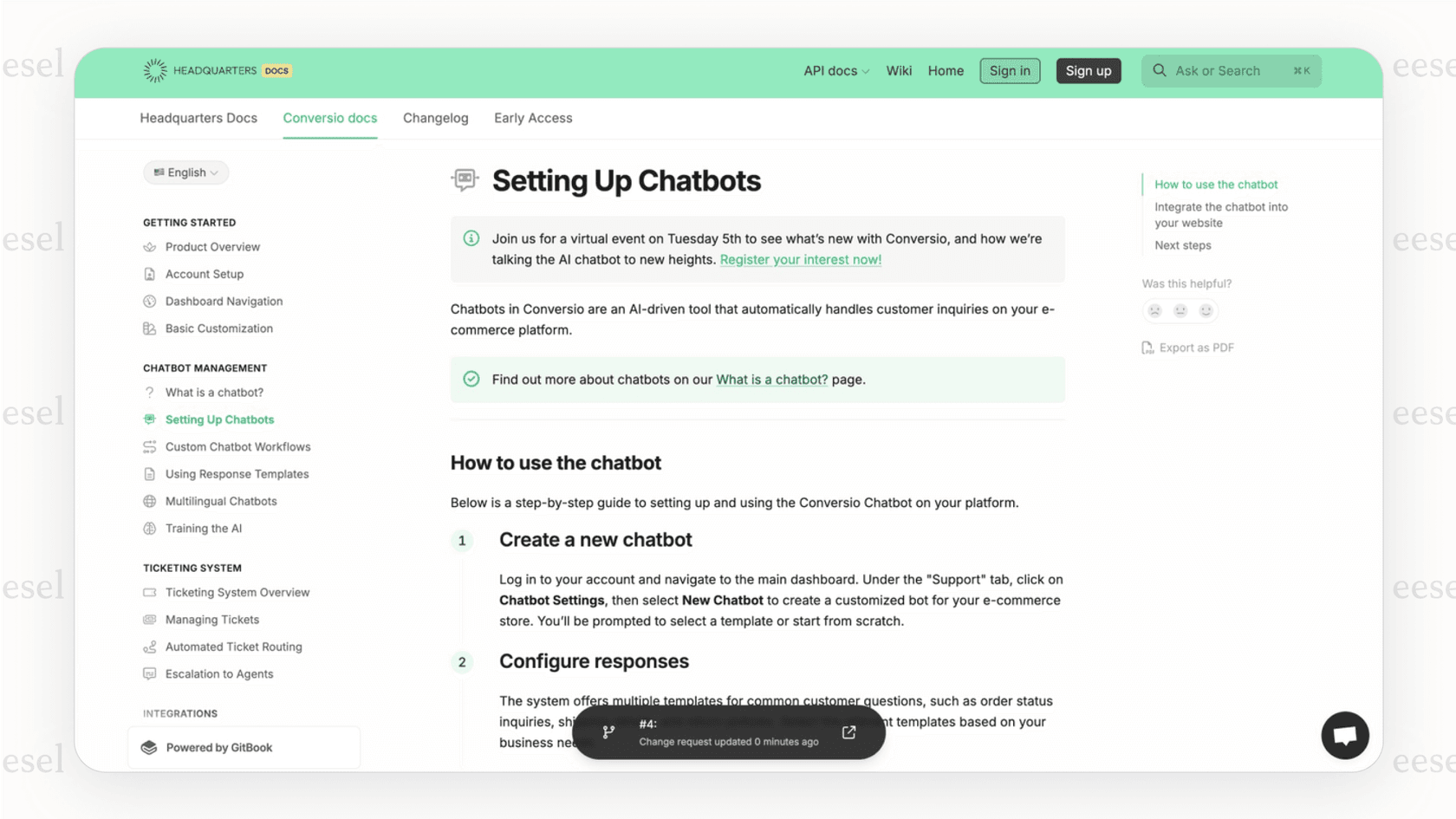 A screenshot of the GitBook editor, demonstrating the block-based system which is a key feature included in the GitBook pricing.