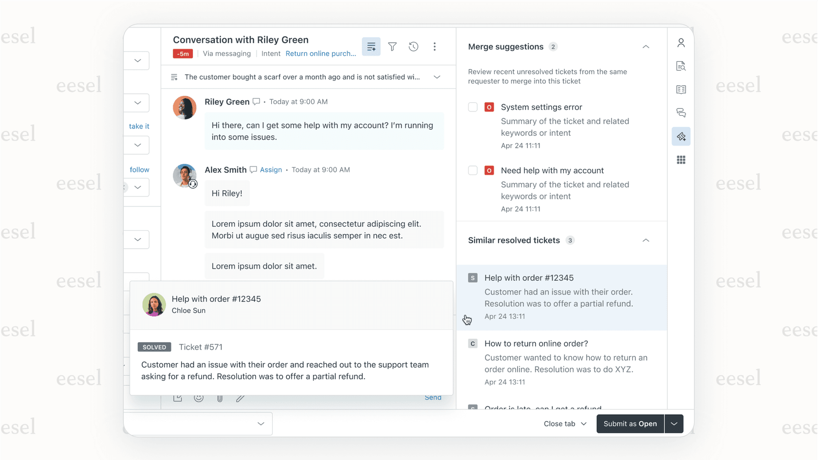 A screenshot of the Zendesk resolution platform
