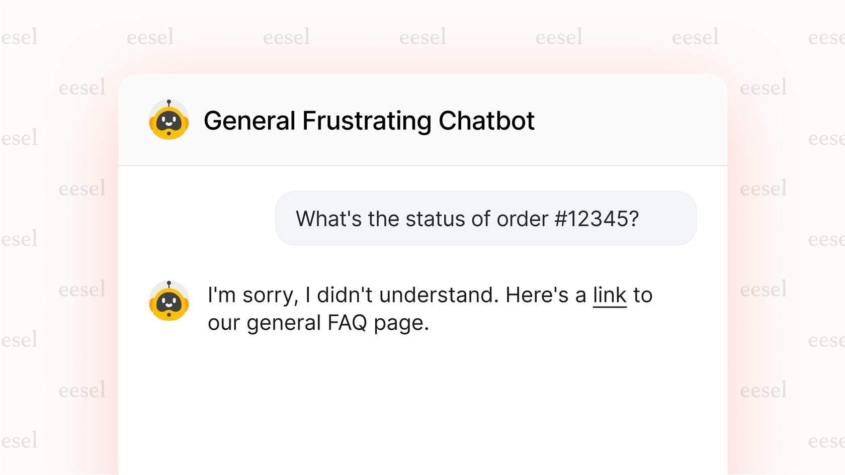 Ein Screenshot, der eine schlechte Chatbot-Erfahrung zeigt, die die Bemühungen zur Kundenbindung durch KI schaden kann, wenn sie nicht korrekt implementiert wird.