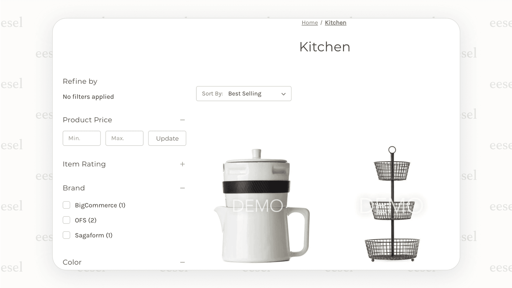 The BigCommerce backend shows its powerful and advanced product filtering capabilities, a key feature for stores looking for scalable WooCommerce alternatives.