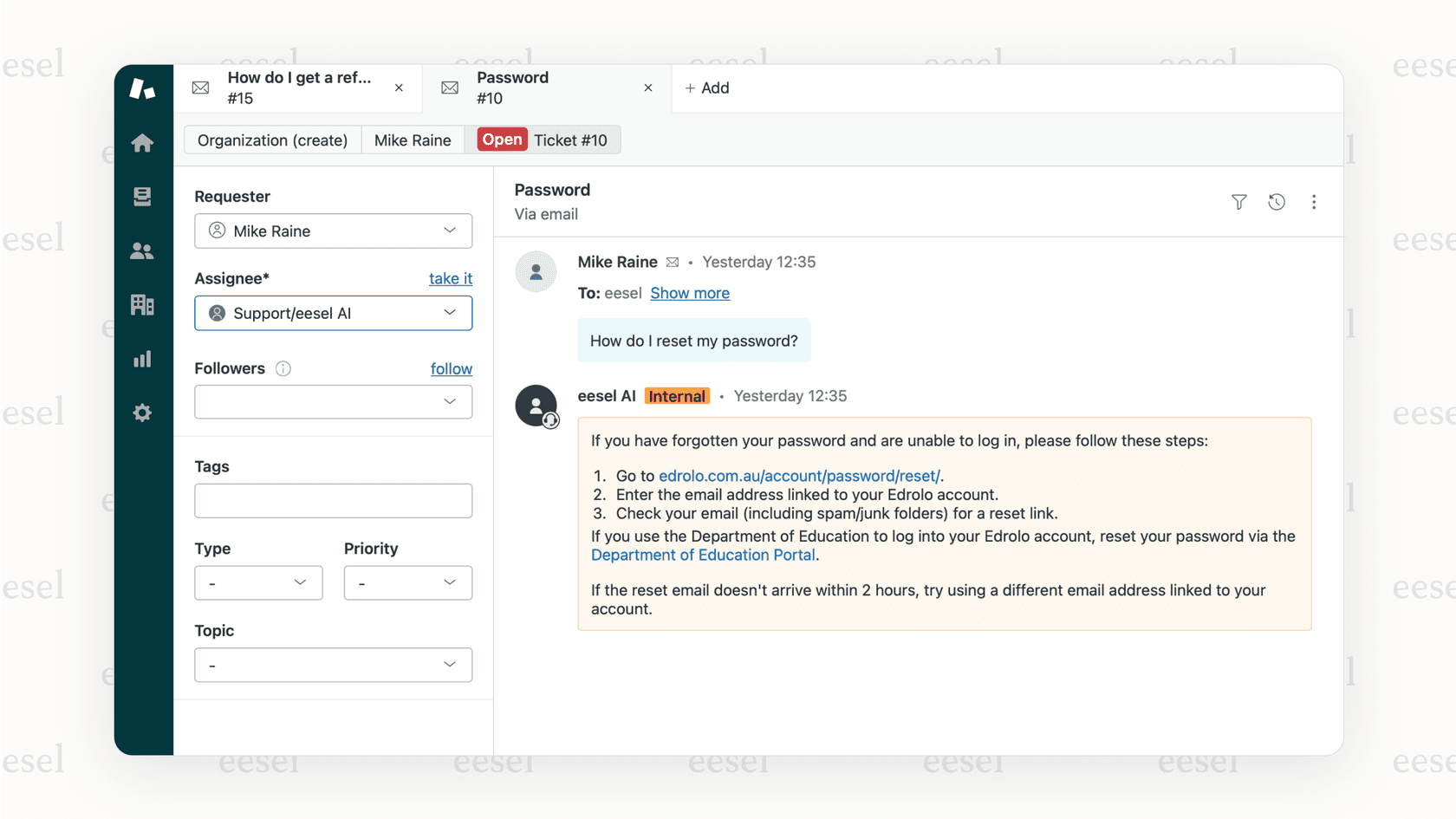 Ein KI-Chatbot, der den Kundenservice an vorderster Front in einem Helpdesk automatisiert.