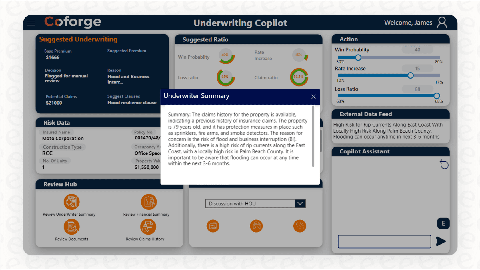 A screenshot of an underwriter