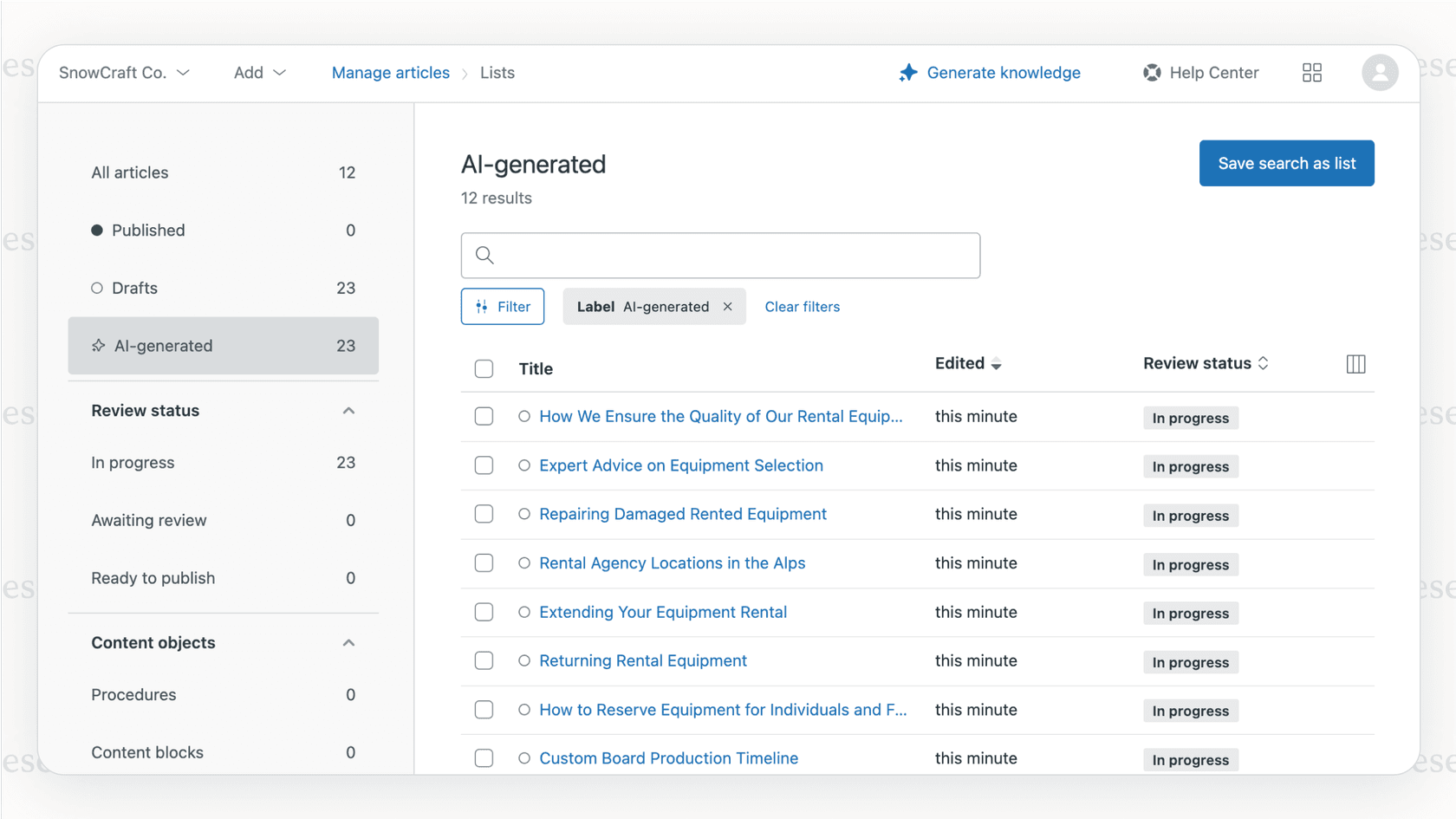A before-and-after screenshot demonstrating how AI data analysis turns a raw support chat into a structured knowledge article.
