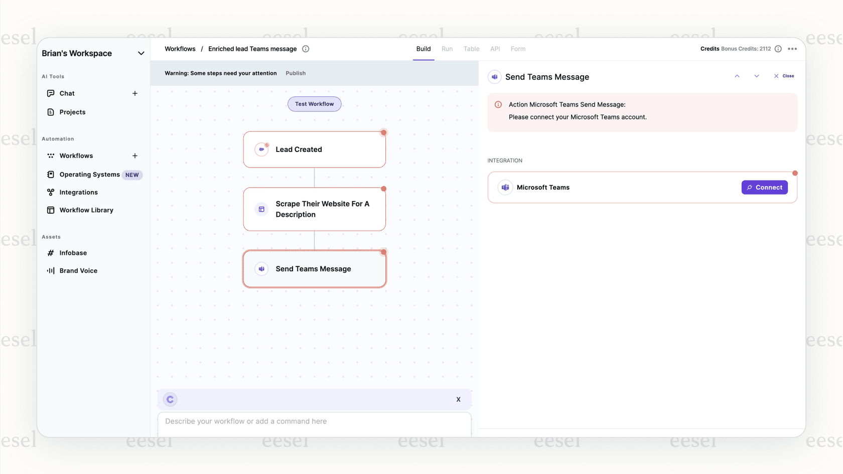 Copy.ai's workflow feature, which makes it a contender for the best AI for writing sales copy.