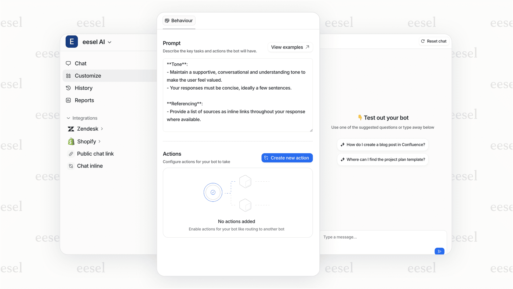 A screenshot of the eesel AI platform, which is one of the best SaaS partner programs for agencies wanting to offer AI solutions.