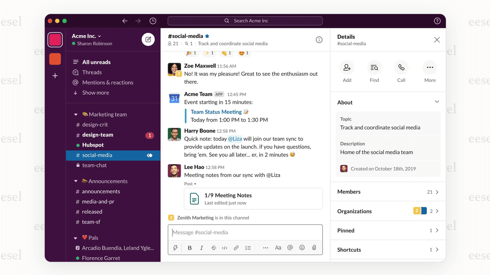 The user-friendly interface of Slack, one of the leading Microsoft Teams alternatives for team chat.