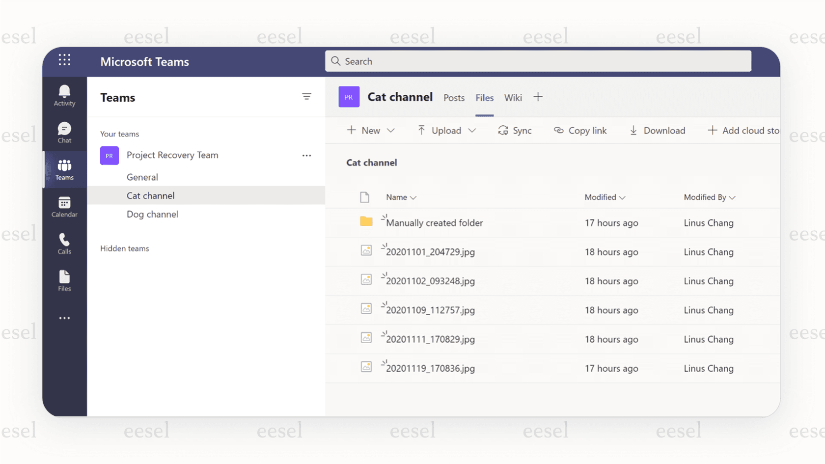A screenshot of the file management tab inside a channel, a central point of this microsoft teams review.