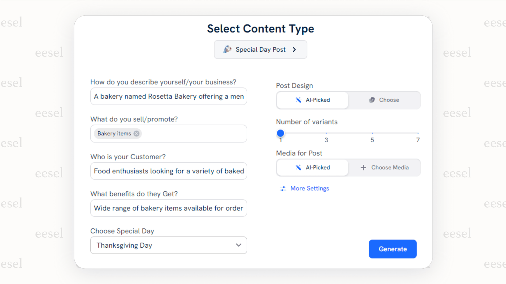 A screenshot of the BigAI Copywriter tool that this bigcommerce review examines, showing its ability to generate product descriptions.