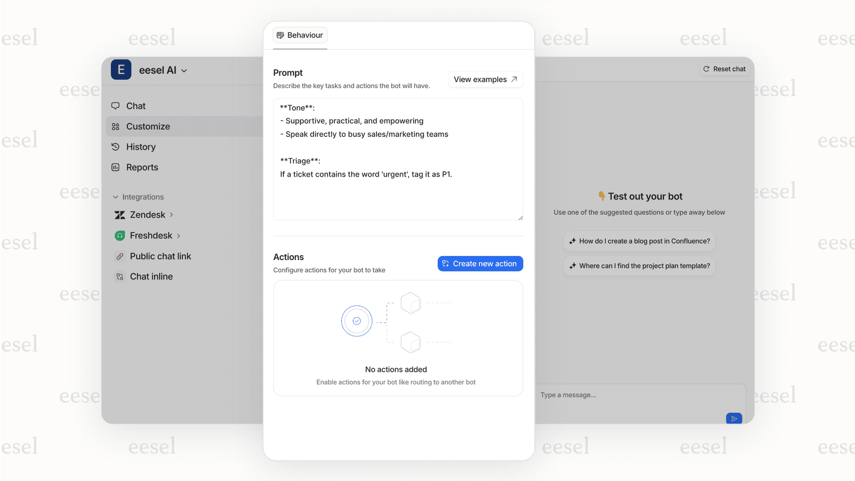A screenshot of an AI platform