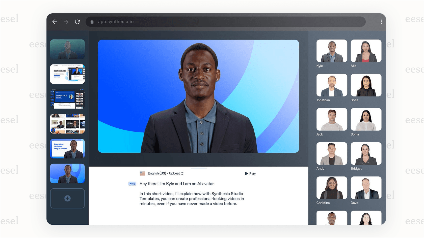 The Synthesia platform being used to create a promotional video for a marketing campaign.