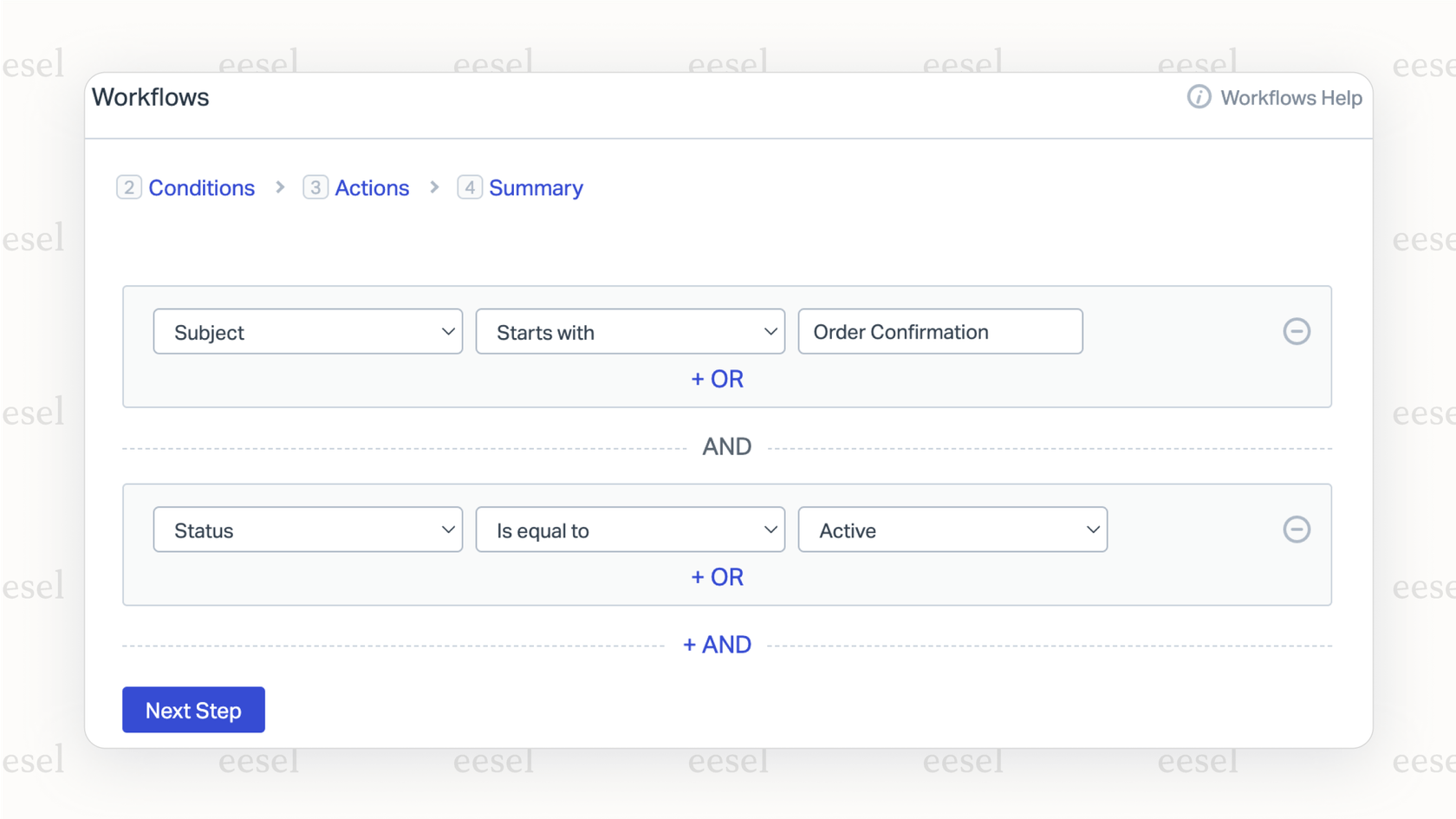 Help Scoutのレビューから、Help Scoutワークフローでの自動化ルールの設定を示すスクリーンショット。