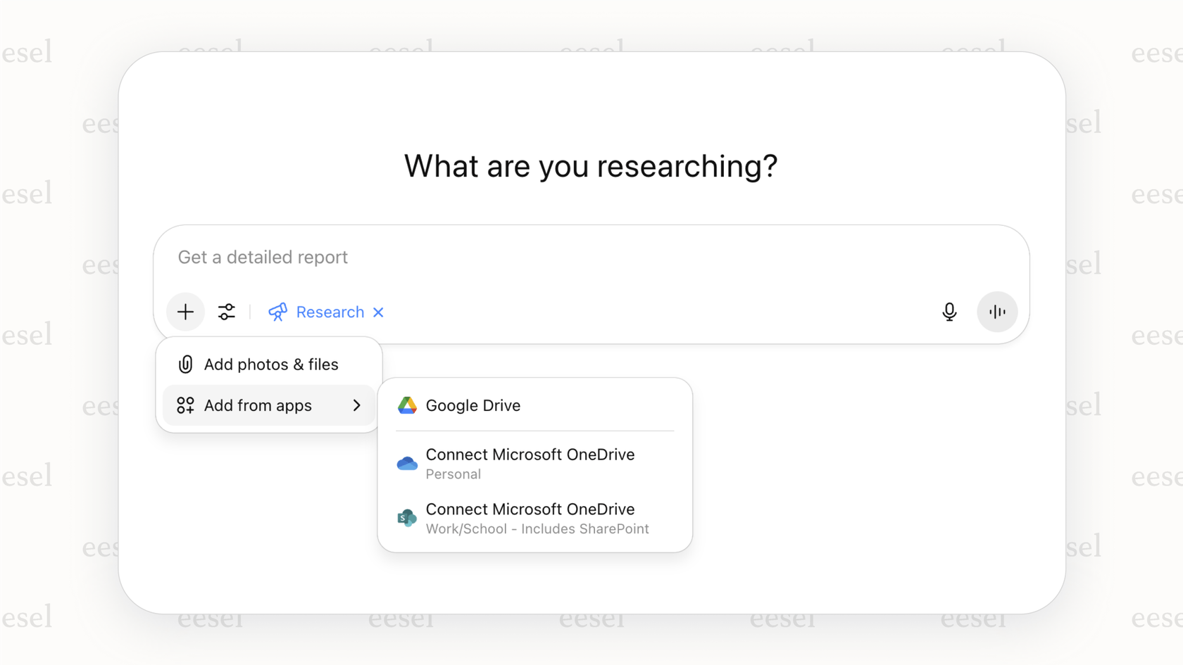 A screenshot demonstrating how to activate and use the Google Drive ChatGPT connector within the chat prompt interface to ask a question.